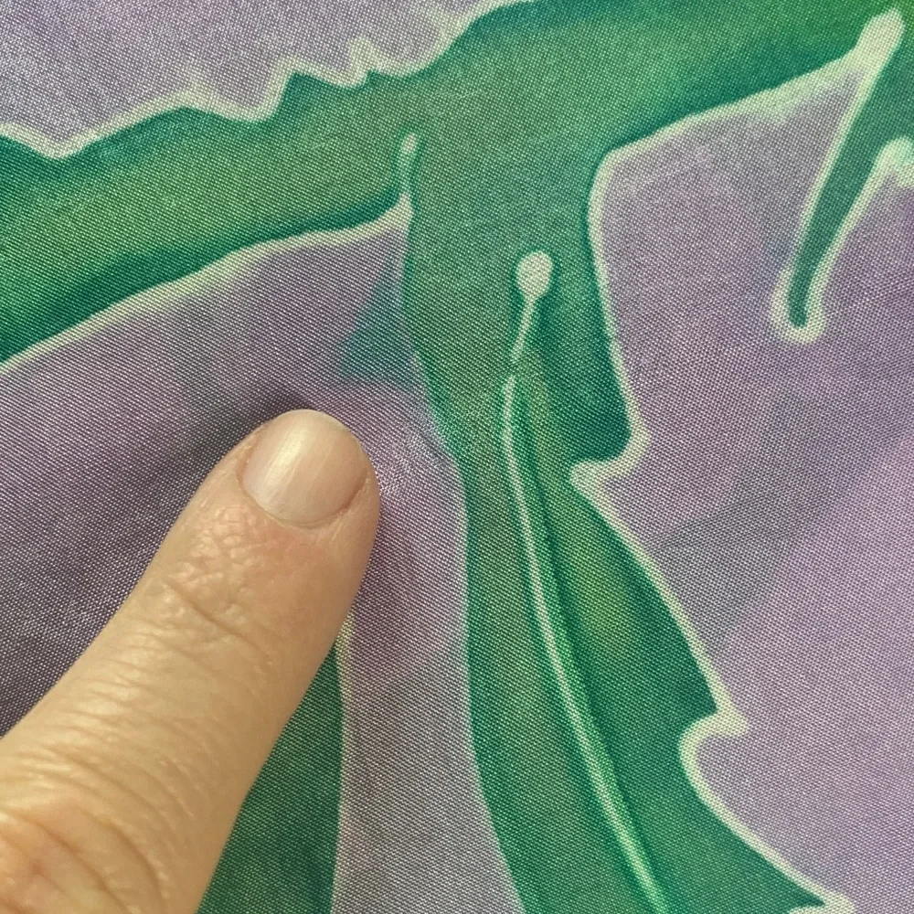 Lavender/Purple, pink and green floral silk scarf